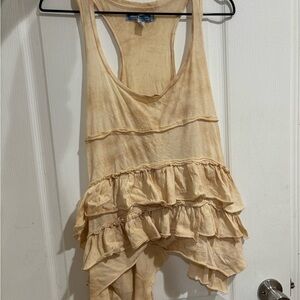 Urban Outfitters Tan Ruffle Tank Top
